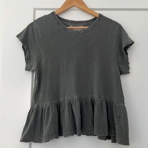 The GREAT grey peplum ruffle tee